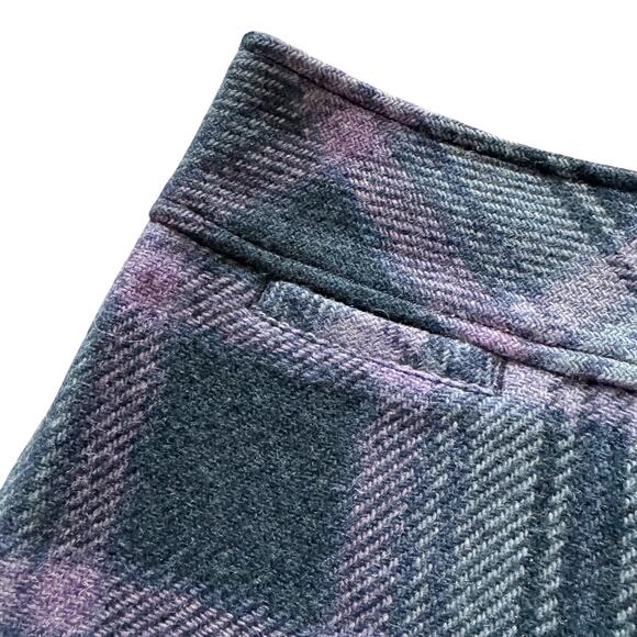 L.L. Bean tartan plaid wool blend skirt Sz 14 Purple pencil preppy academia - Picture 2 of 11